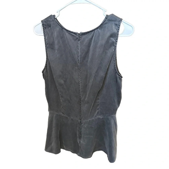 Eileen Fisher Silk Peplum Blouse Tank Top around Neck Dark Gray Women’s Medium - Picture 3 of 6
